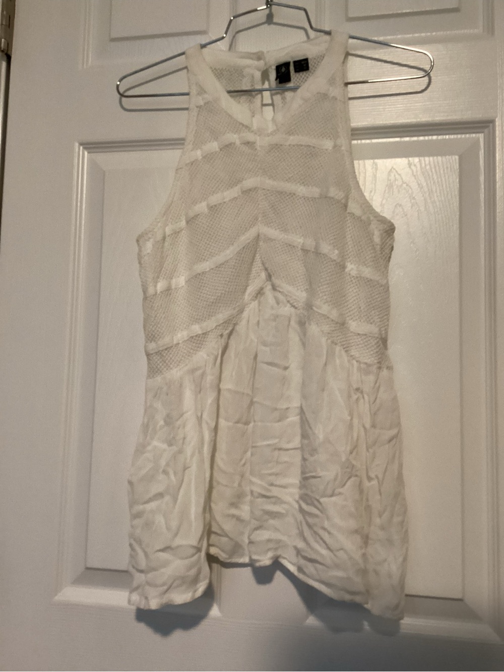 Volcom White Textured Knit & Mesh Detail Tank